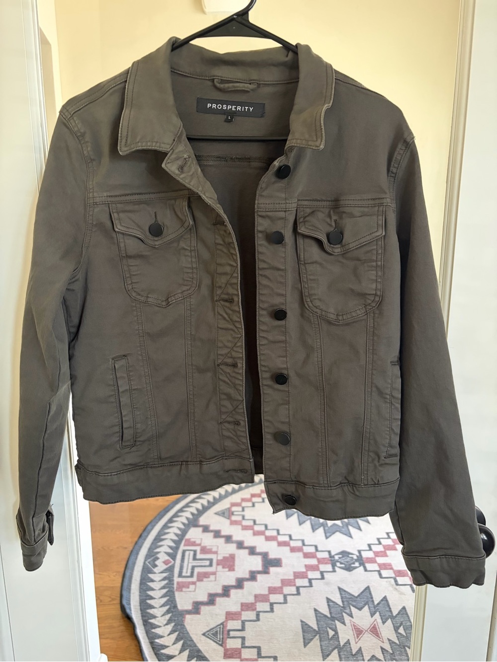 Prosperity Olive Green Denim Jacket for Women